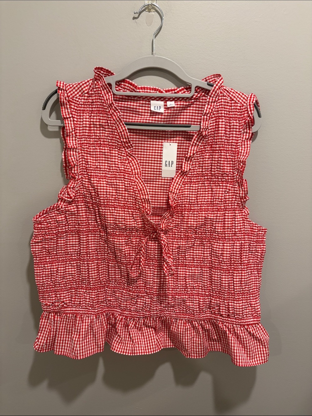 GAP Red Gingham Smocked Tank
